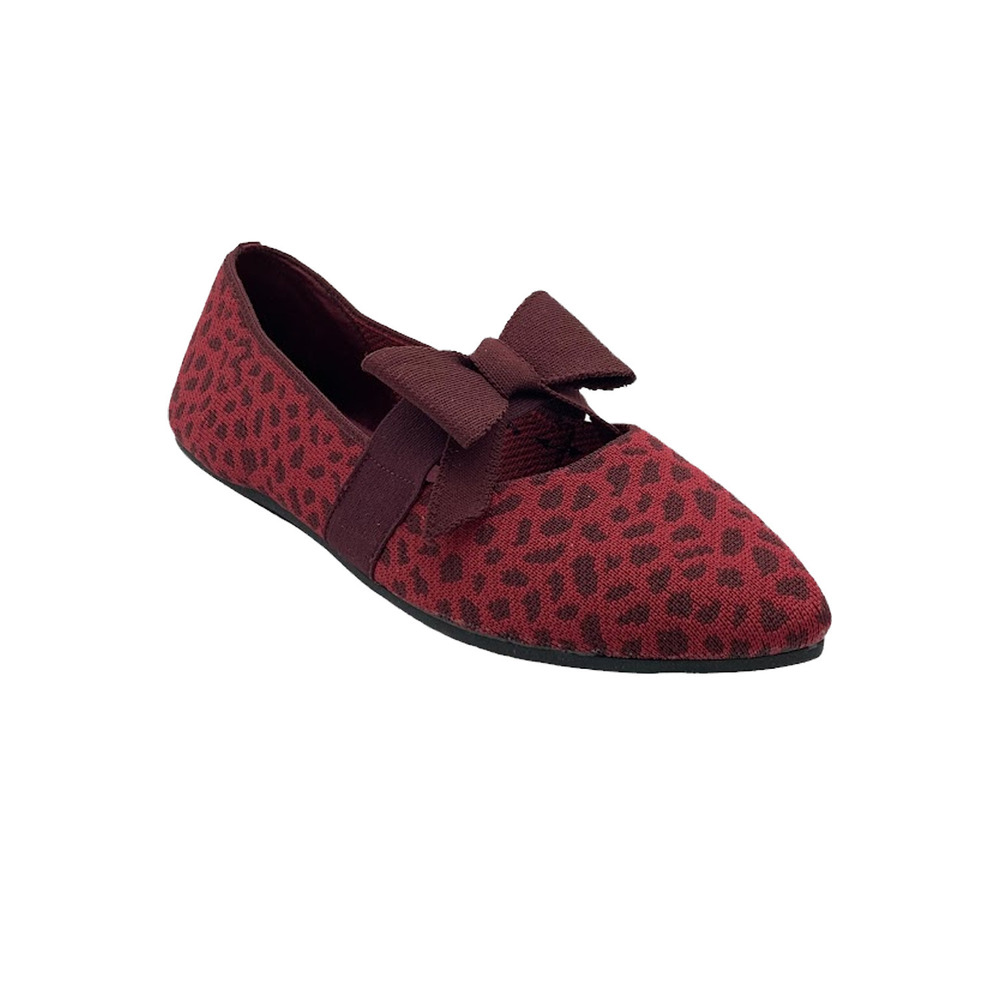 Skechers Women's Washable Knit Flats Wild Charmer Burgundy Dot - Medium